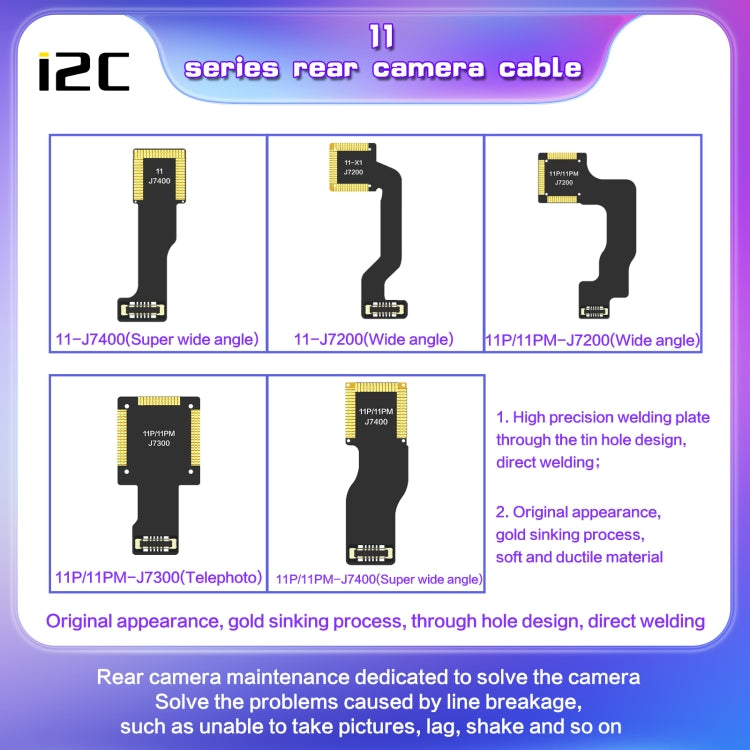 cavo-per-fotocamera-con-teleobiettivo-posteriore-i2c-for-iphone-xs-xs-max-j4000-for-iphone-11-pro-11-pro-max-j7300-for-iphone-12-pro-j10400-for-iphone-12-pro-max-j10500 - immagine 3