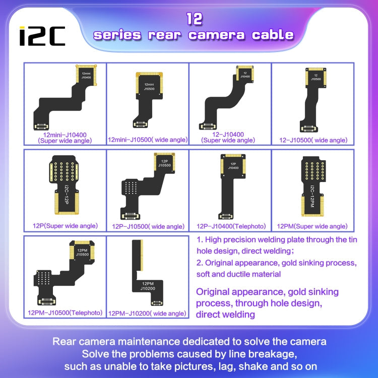 cavo-per-fotocamera-con-teleobiettivo-posteriore-i2c-for-iphone-xs-xs-max-j4000-for-iphone-11-pro-11-pro-max-j7300-for-iphone-12-pro-j10400-for-iphone-12-pro-max-j10500 - immagine 4