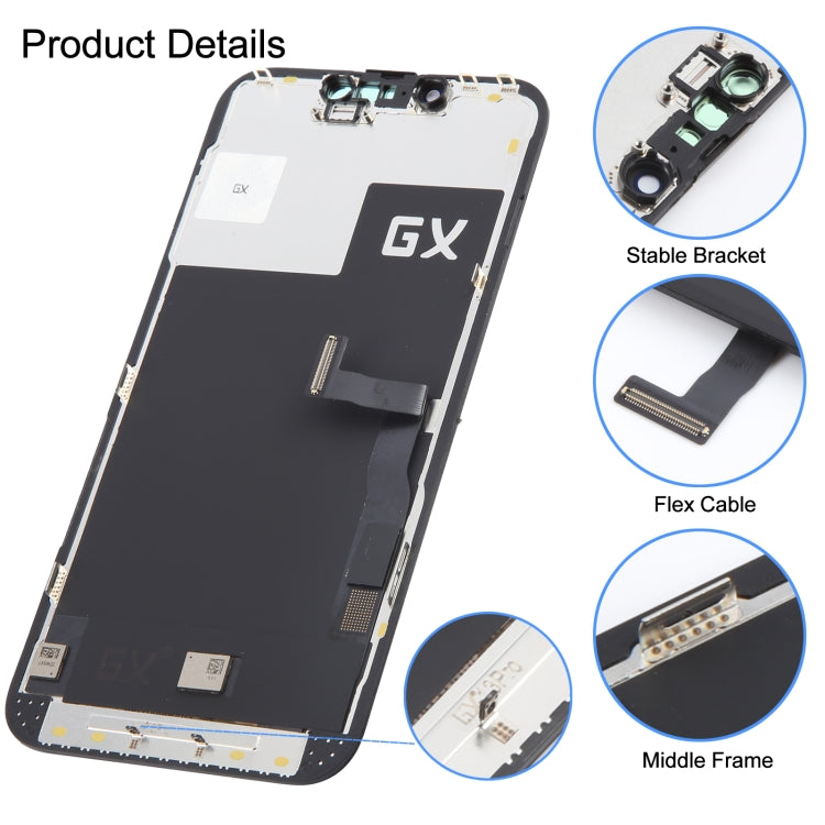 Schermo LCD OLED GX con digitalizzatore assemblaggio completo, For iPhone 13 Pro Hard, For iPhone 14 Hard, For iPhone 14 Plus Soft, For iPhone 14 Pro Hard