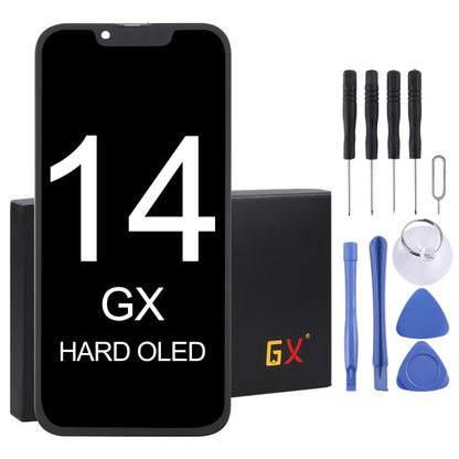 Schermo LCD OLED GX con digitalizzatore assemblaggio completo, For iPhone 13 Pro Hard, For iPhone 14 Hard, For iPhone 14 Plus Soft, For iPhone 14 Pro Hard