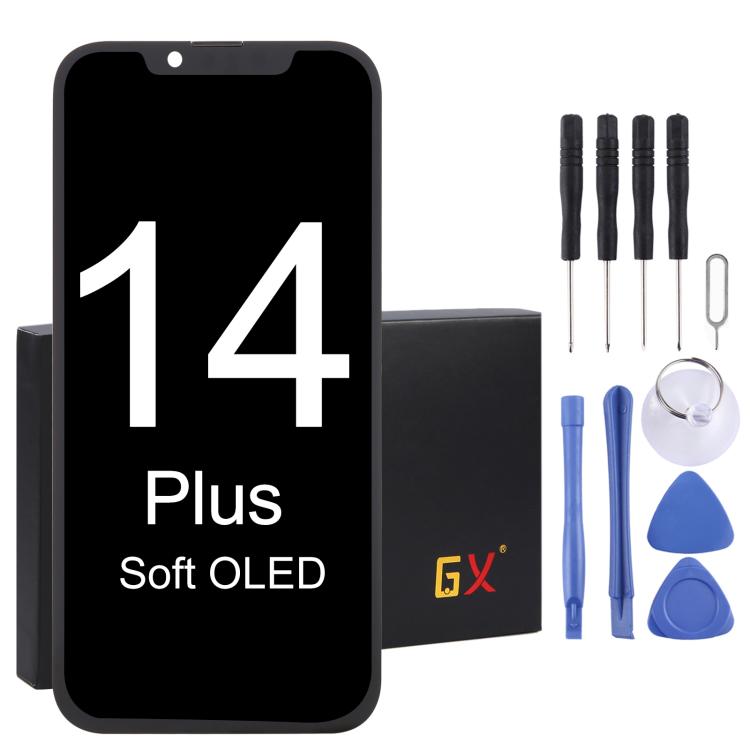 Schermo LCD OLED GX con digitalizzatore assemblaggio completo, For iPhone 13 Pro Hard, For iPhone 14 Hard, For iPhone 14 Plus Soft, For iPhone 14 Pro Hard