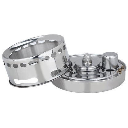 Set di pentole singole per fornello ad alcool con stoppino portatile in acciaio inossidabile per esterni, dimensioni: 14 cm, Size: 14cm