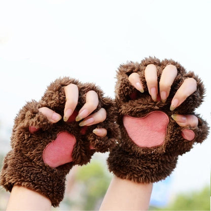 Guanti invernali da donna con design a zampe di gatto, caldi e