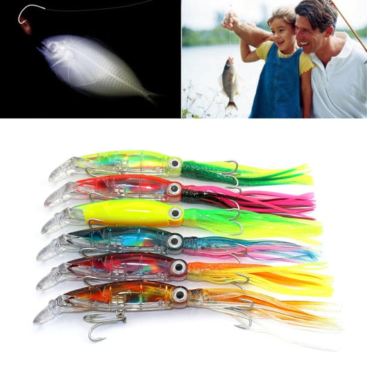 HENGJIA Esche da pesca artificiali a forma di polpo Esche da pesca bioniche con ganci, Lunghezza: 14 cm, Consegna colore casuale