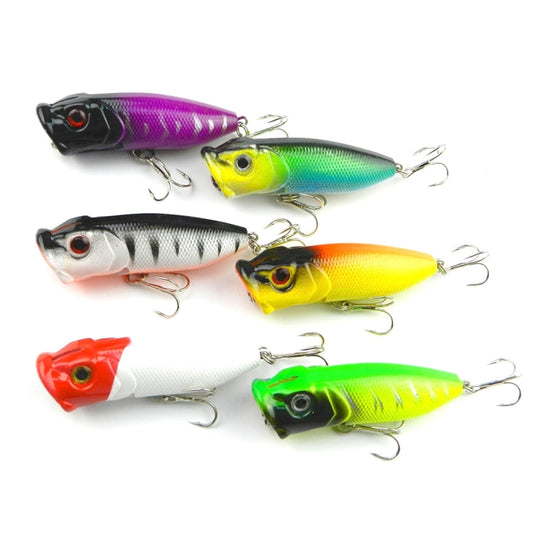 HENGJIA Esche da pesca artificiali in plastica Popper Esca da pesca bionica con ganci, Lunghezza: 6,5 cm, Consegna colore casuale, Length: 6.5cm