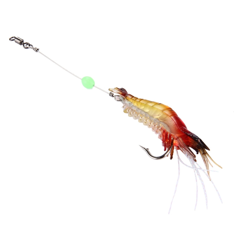 Esche da pesca a forma di gamberetti luminosi Esche da pesca artificiali con gancio, Lunghezza: 7 cm, Yellow Red