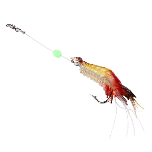Esche da pesca a forma di gamberetti luminosi Esche da pesca artificiali con gancio, Lunghezza: 7 cm, Yellow Red