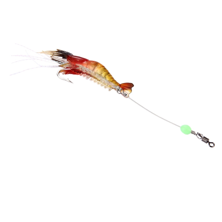 Esche da pesca a forma di gamberetti luminosi Esche da pesca artificiali con gancio, Lunghezza: 7 cm, Yellow Red