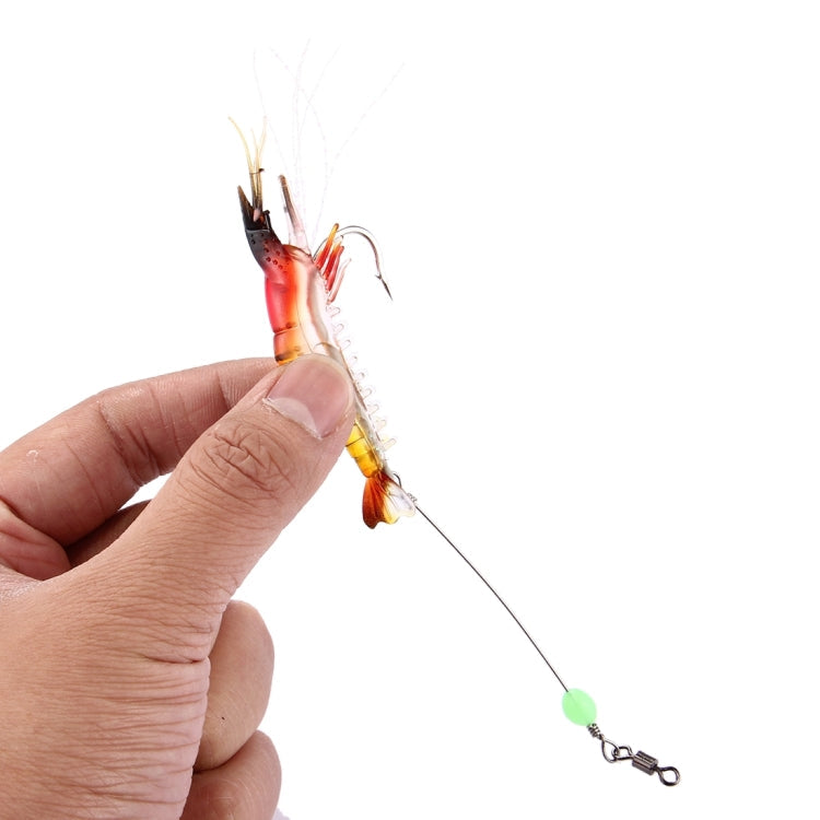 Esche da pesca a forma di gamberetti luminosi Esche da pesca artificiali con gancio, Lunghezza: 7 cm, Yellow Red