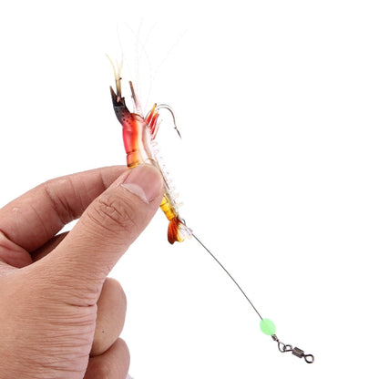 Esche da pesca a forma di gamberetti luminosi Esche da pesca artificiali con gancio, Lunghezza: 7 cm, Yellow Red