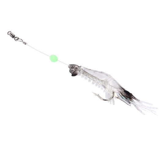 Esche artificiali a forma di gamberetti luminosi, 7 cm, bianco e nero