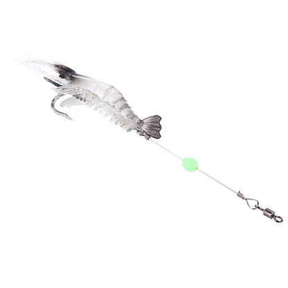 Esche artificiali a forma di gamberetti luminosi, 7 cm, bianco e nero