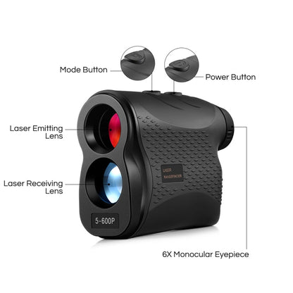5-600P Palmare Golf Laser Strumento di misurazione della distanza Telescopio Telemetro Misuratore di distanza, 600 m, 5-600m - Novalix Store