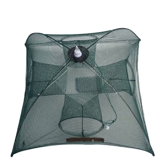 Rete da pesca pieghevole automatica a 4 fori in nylon per gamberetti, granchi, pesciolini, trappola per pesci, rete da pesca, 4 Holes