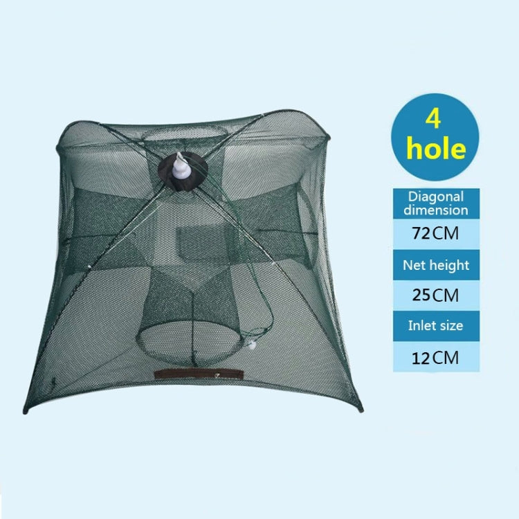 Rete da pesca pieghevole automatica a 4 fori in nylon per gamberetti, granchi, pesciolini, trappola per pesci, rete da pesca, 4 Holes