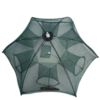 Rete da pesca pieghevole automatica a 6 fori, trappola per gamberetti, granchi, pesciolini, rete da pesca in nylon, 6 Holes