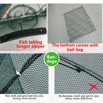 Rete da pesca pieghevole automatica a 6 fori, trappola per gamberetti, granchi, pesciolini, rete da pesca in nylon, 6 Holes