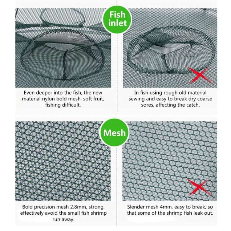 Rete da pesca pieghevole automatica a 6 fori, trappola per gamberetti, granchi, pesciolini, rete da pesca in nylon, 6 Holes