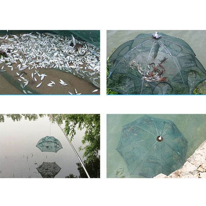 Rete da pesca pieghevole automatica a 6 fori, trappola per gamberetti, granchi, pesciolini, rete da pesca in nylon, 6 Holes