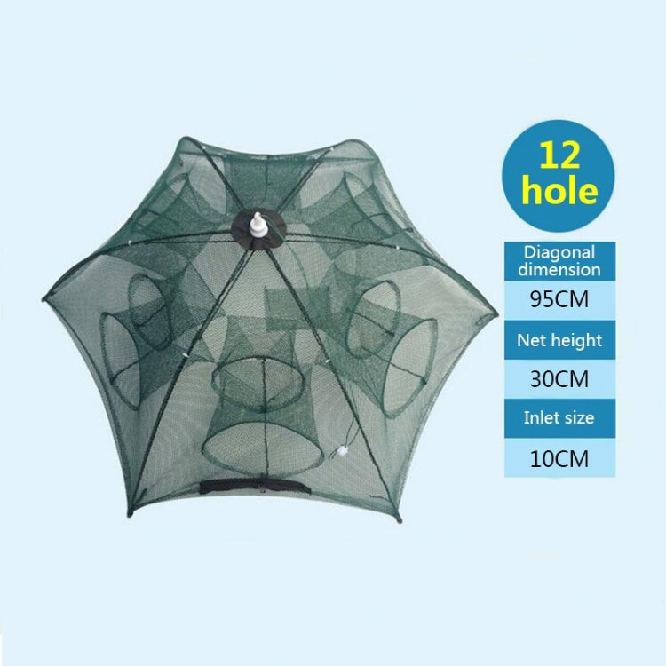 attrezzatura-da-pesca-con-rete-da-pesca-pieghevole-automatica-a-12-fori-in-nylon-per-gamberetti-granchi-pesciolini-trappola-per-pesci-12-holes - immagine 2