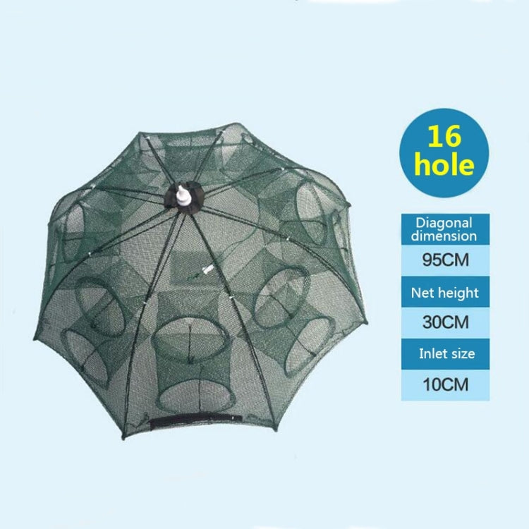 attrezzatura-da-pesca-con-rete-da-pesca-pieghevole-automatica-a-16-fori-in-nylon-per-gamberetti-granchi-pesciolini-trappola-per-pesci-16-holes - immagine 2