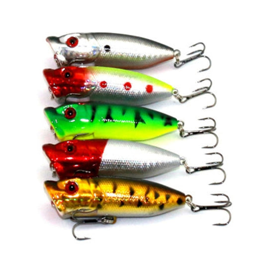 HENGJIA Esche da pesca popper artificiali Esche da pesca ecologiche con ganci, Lunghezza: 6,5 cm, Consegna colore casuale, Length: 6.5cm