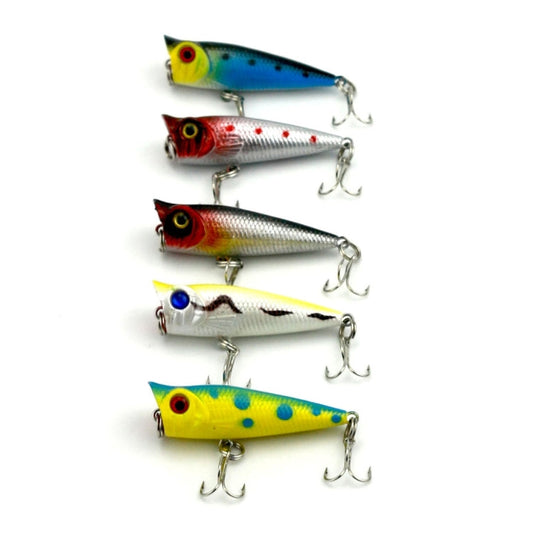 HENGJIA Esche da pesca artificiali Popper Esca da pesca bionica con ganci, Lunghezza: 5 cm, Consegna colore casuale, Length: 5 cm