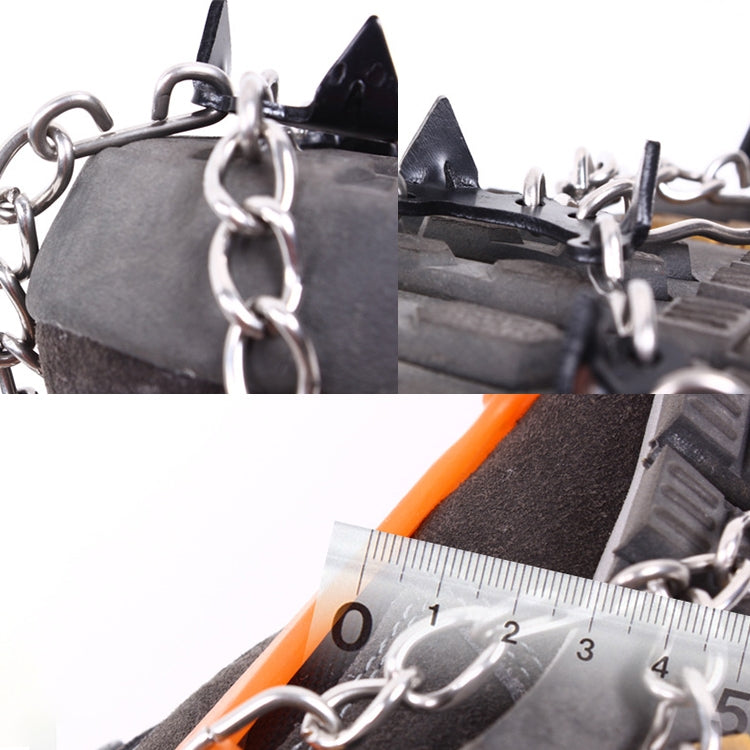 Un paio di coperture per scarpe da arrampicata con catena antiscivolo per ghiaccio da 8 denti, 8 Teeth Black, 8 Teeth Orange