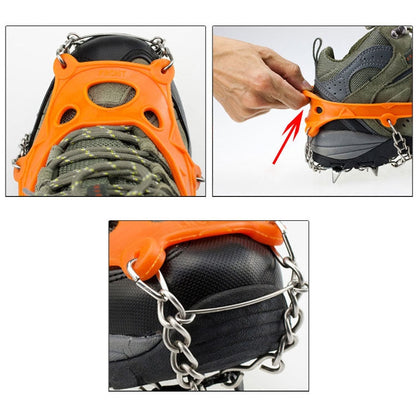 Un paio di coperture per scarpe da arrampicata con catena antiscivolo per ghiaccio da 8 denti, 8 Teeth Black, 8 Teeth Orange
