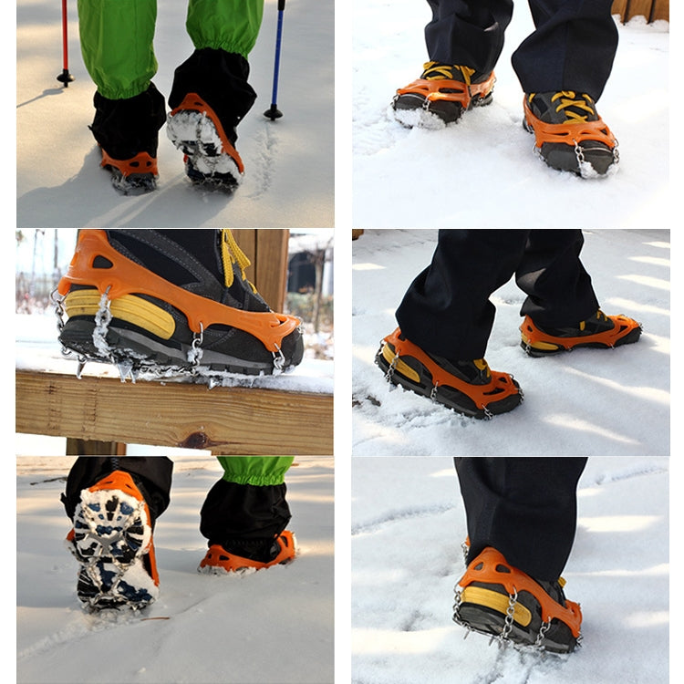 Un paio di coperture per scarpe da arrampicata con catena antiscivolo per ghiaccio da 8 denti, 8 Teeth Black, 8 Teeth Orange