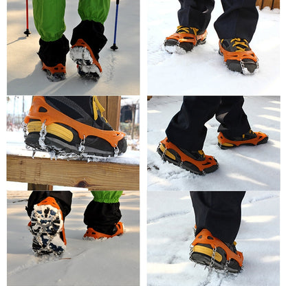 Un paio di coperture per scarpe da arrampicata con catena antiscivolo per ghiaccio da 8 denti, 8 Teeth Black, 8 Teeth Orange