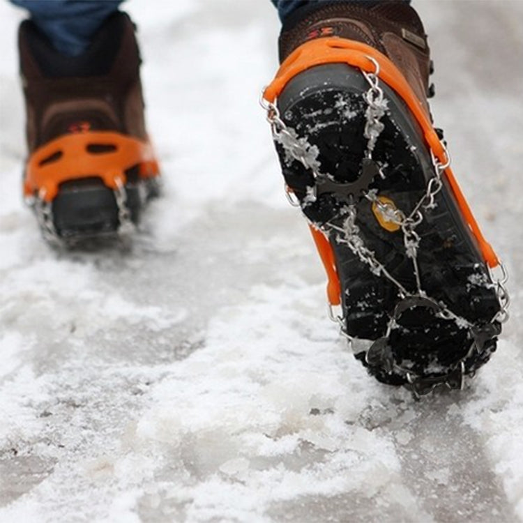 Un paio di coperture per scarpe da arrampicata con catena antiscivolo per ghiaccio da 8 denti, 8 Teeth Black, 8 Teeth Orange