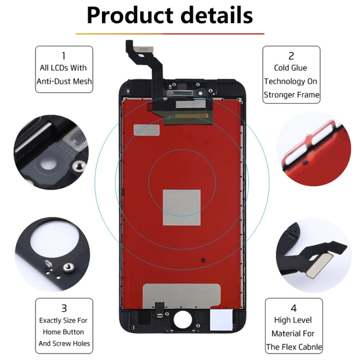 Schermo LCD e digitalizzatore assemblato completo per iPhone 6S Plus, i6S Plus White, i6S Plus Black