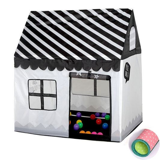 Tenda da gioco per la stampa dei bambini domestici Piccola casa da gioco con tappetino, with Mat (Black White), with Mat (Pink), with Mat (Green), with Mat (Light Pink)