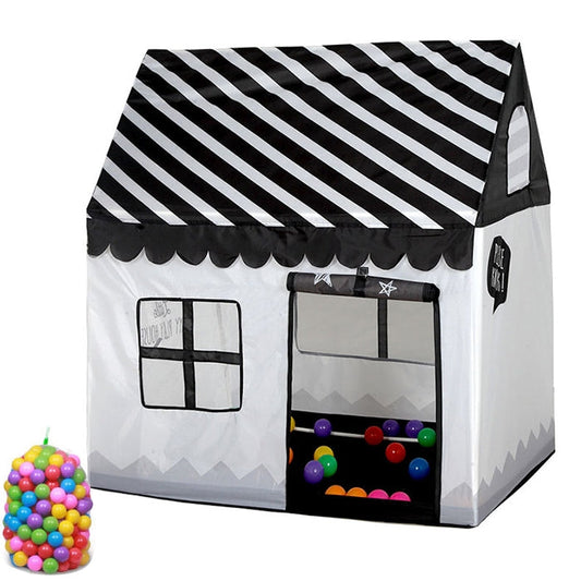 Tenda da gioco per bambini con stampa domestica Piccola casa da gioco, con 50 palline oceaniche, with 50 Ocean Balls (Black White), with 50 Ocean Balls (Pink), with 50 Ocean Balls (Green), with 50 Ocean Balls (Light Pink)