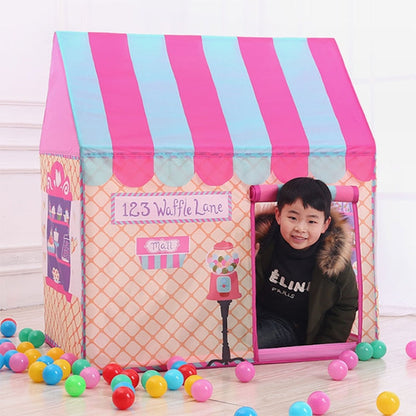 Tenda da gioco per bambini con stampa domestica Piccola casa da gioco con 50 palline oceaniche e tappetino, with 50 Ocean Balls & Mat (Black White), with 50 Ocean Balls & Mat (Pink), with 50 Ocean Balls & Mat (Green)