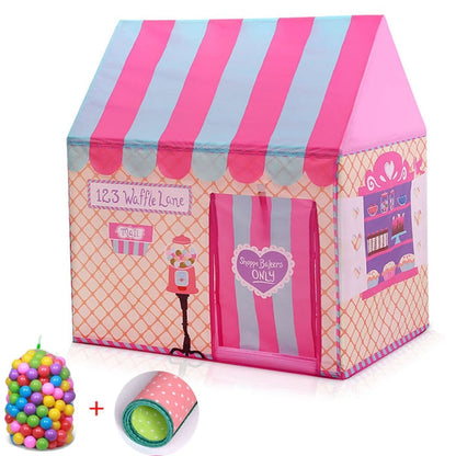Tenda da gioco per bambini con stampa domestica Piccola casa da gioco con 50 palline oceaniche e tappetino, with 50 Ocean Balls & Mat (Black White), with 50 Ocean Balls & Mat (Pink), with 50 Ocean Balls & Mat (Green)
