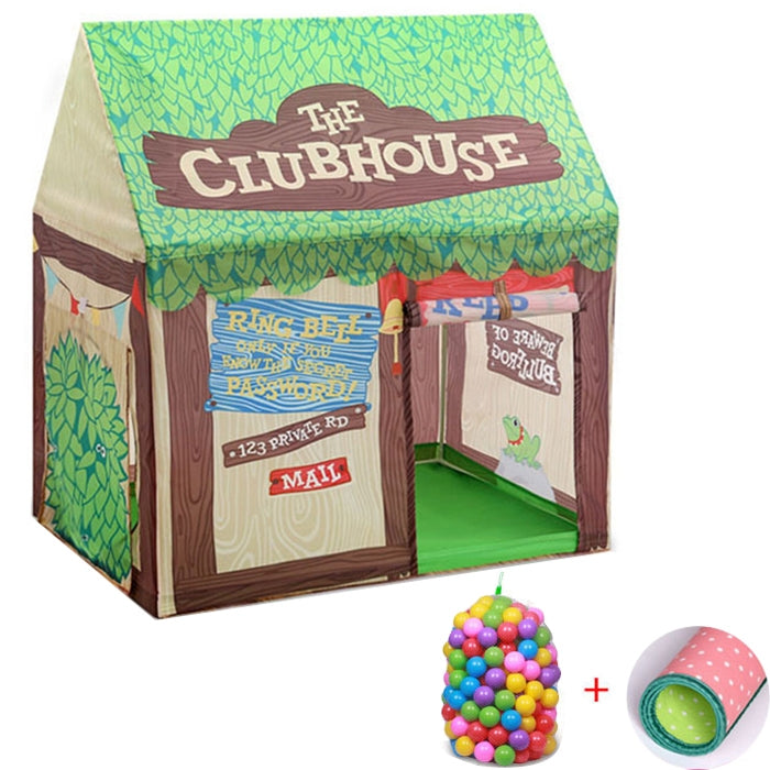 Tenda da gioco per bambini con stampa domestica Piccola casa da gioco con 50 palline oceaniche e tappetino, with 50 Ocean Balls & Mat (Black White), with 50 Ocean Balls & Mat (Pink), with 50 Ocean Balls & Mat (Green)