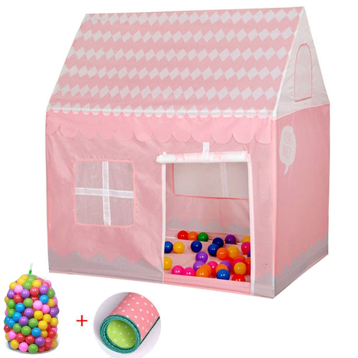 Tenda da gioco per bambini con stampa domestica Piccola casa da gioco con 50 palline oceaniche e tappetino, with 50 Ocean Balls & Mat (Black White), with 50 Ocean Balls & Mat (Pink), with 50 Ocean Balls & Mat (Green)