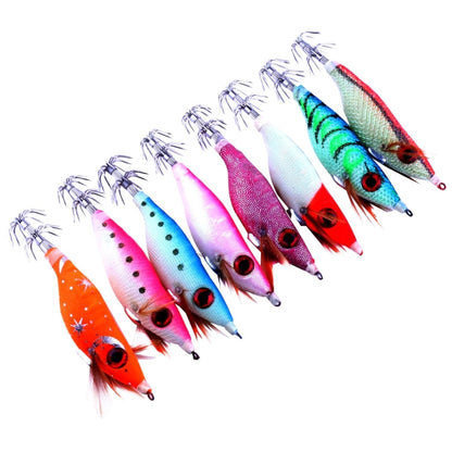 HENGJIA HENG JIA SJ011 8 pz 10 cm nottilucenti plastica esche dure calamari esche da pesca set attrezzatura da pesca esche, consegna colore casuale