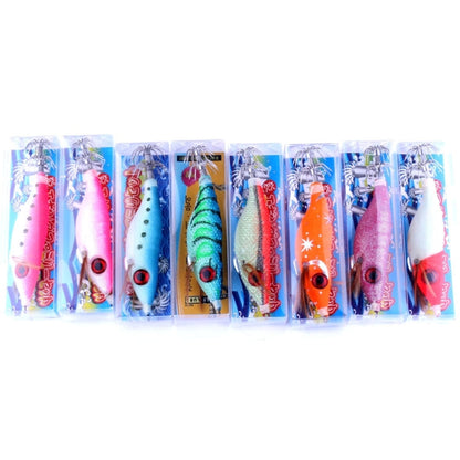 HENGJIA HENG JIA SJ011 8 pz 10 cm nottilucenti plastica esche dure calamari esche da pesca set attrezzatura da pesca esche, consegna colore casuale