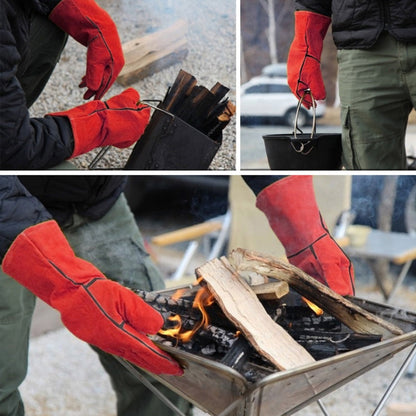 Modelli per uomo e donna in pelle per barbecue all'aperto Isolamento ad alta temperatura Ispessimento Guanti protettivi per saldatura lunghi, CLS-BBQ
