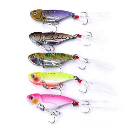 HENGJIA Kit di 5 Esche Metalliche VIB da Pesca 5,5 cm/11 g con
