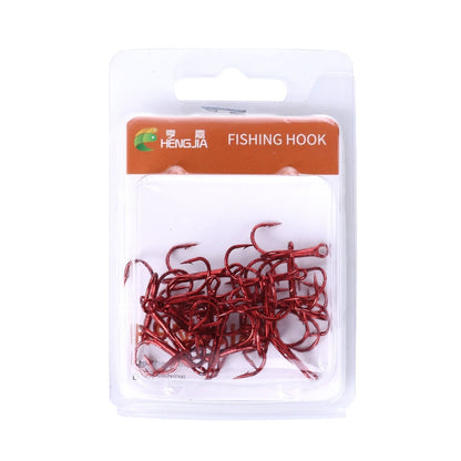 HENGJIA Ami da Pesca Tripli in Acciaio al Carbonio Rosso - 20 Pezzi,