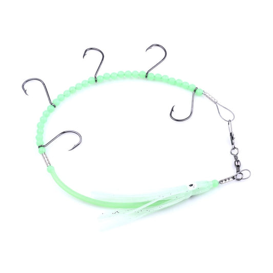 HENGJIA 32cm/7g Coltello da Pesca Filo di Pesce Luminoso Luce Notturna Polpo Calamari Gancio 5 Ganci