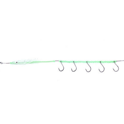 HENGJIA 32cm/7g Coltello da Pesca Filo di Pesce Luminoso Luce Notturna Polpo Calamari Gancio 5 Ganci