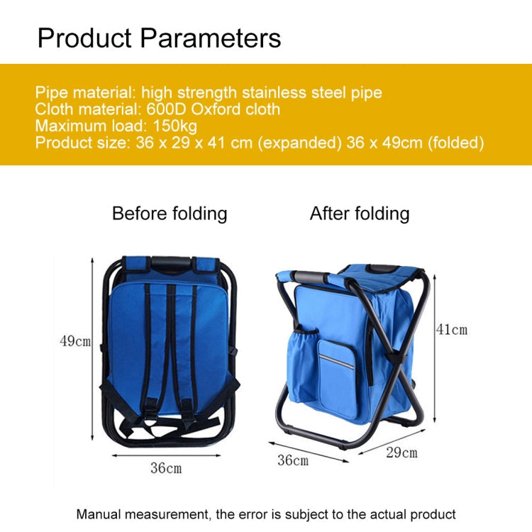 Sedia da campeggio pieghevole portatile per esterni Sedia da spiaggia per pesca leggera Sedia pieghevole in tubo di acciaio inossidabile con borsa del ghiaccio, Stainless Steel Folding Chair(Black), Stainless Steel Folding Chair(Green)