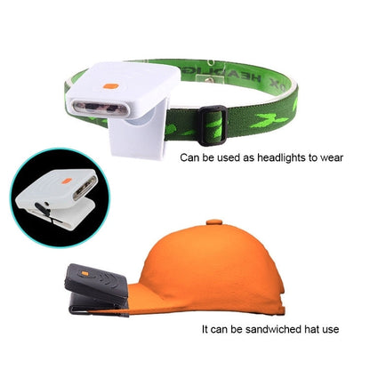 Lampada frontale da pesca con sensore a infrarossi portatile, ricaricabile a LED, con clip, per pesca, campeggio, escursionismo