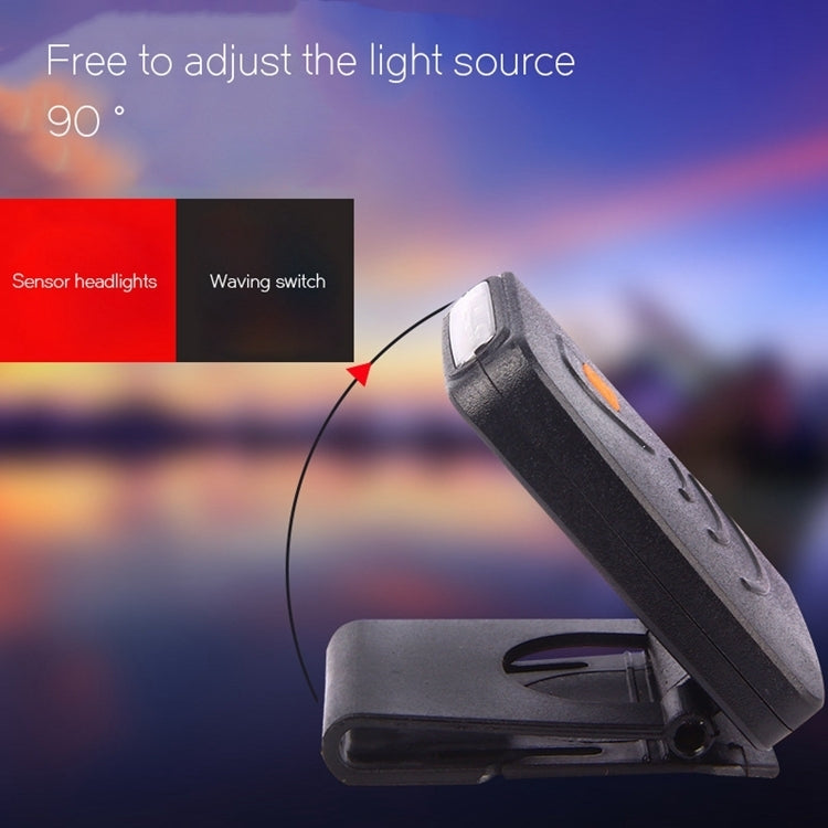 Lampada frontale da pesca con sensore a infrarossi portatile, ricaricabile a LED, con clip, per pesca, campeggio, escursionismo