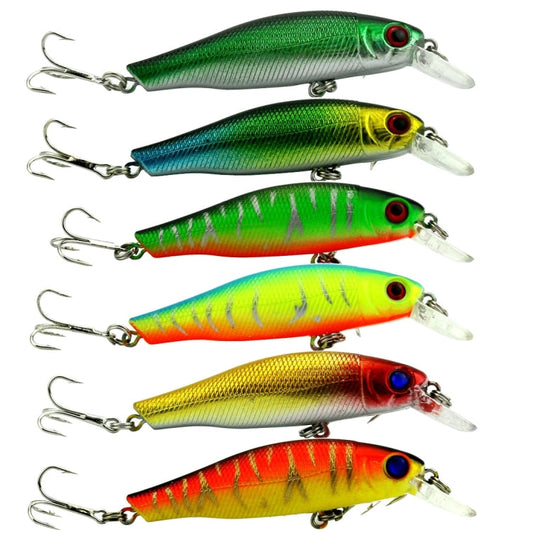 HENGJIA 6 PZ 8,5 cm 8,9 g Minnow Esche rigide in plastica Set di esche da pesca Esche per attrezzatura da pesca, 6 PCS 8.5cm 8.9g